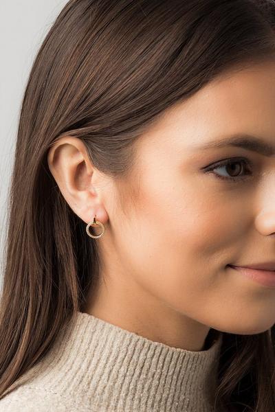 Pure Luxuries London Gold Gift Packaged 'Hervey' 18ct Yellow Gold Plated 925 Silver & Cubic Zirconia Earrings