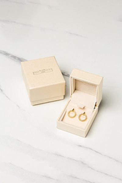 Pure Luxuries London Gold Gift Packaged 'Hervey' 18ct Yellow Gold Plated 925 Silver & Cubic Zirconia Earrings