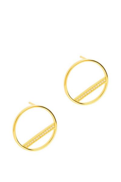 Pure Luxuries London Gold Gift Packaged 'Equinox' 18ct Yellow Gold Plated 925 Silver & Cubic Zirconia Earrings