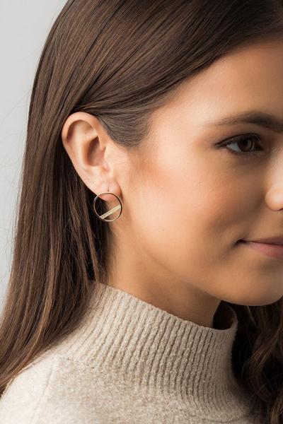 Pure Luxuries London Gold Gift Packaged 'Equinox' 18ct Yellow Gold Plated 925 Silver & Cubic Zirconia Earrings