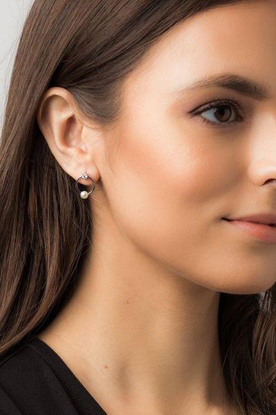 Pure Luxuries London Rose Gold Gift Packaged 'Karson' Rhodium Plated 925 Silver & Freshwater Pearl Earrings