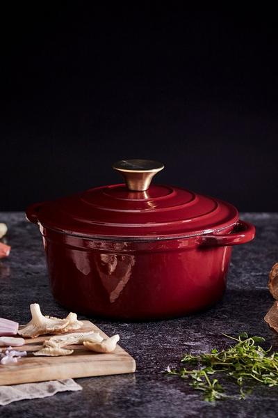 Tower Red Foundry 20cm Round Casserole Cast Iron