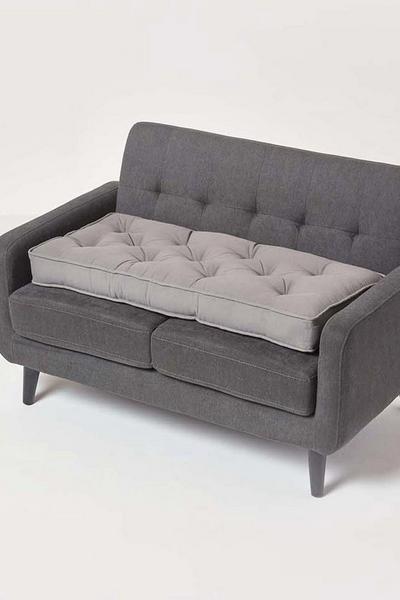 Homescapes Charcoal Cotton 2 Seater Booster Cushion