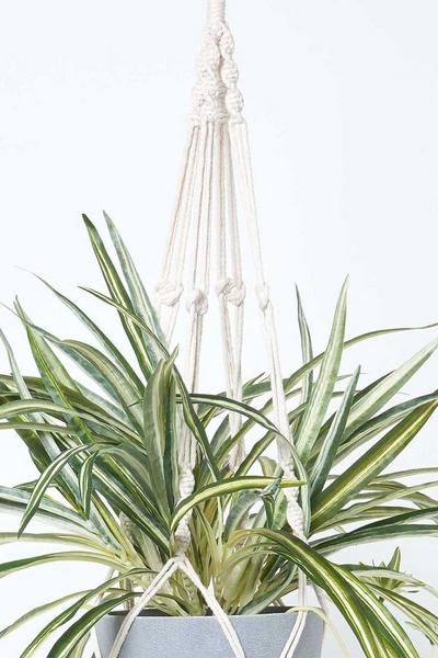 Homescapes Green Artificial Hanging Basket Spider Plant, 95 cm