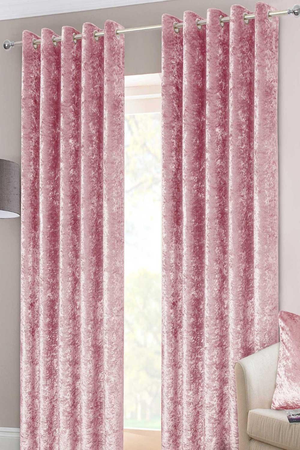 Curtains | Luxury Crushed Velvet Lined Eyelet Curtain Pair | Homescapes