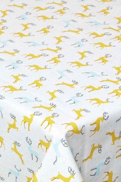 Homescapes Grey Majestic Stag Cotton Christmas Tablecloth, 137cm x 137cm