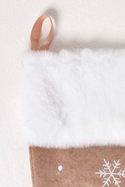 Homescapes Brown Reindeer Christmas Stocking