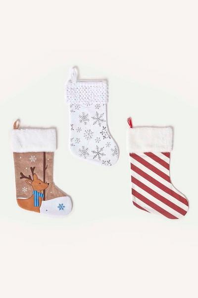 Homescapes Brown Reindeer Christmas Stocking