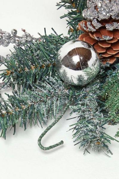Homescapes Silver Mint Green & Silver Christmas Garland 180 cm