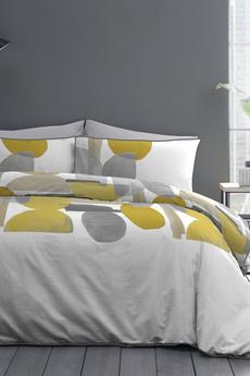 Appletree Mustard 'Duval' 100% Cotton Abstract Print Duvet Cover Set