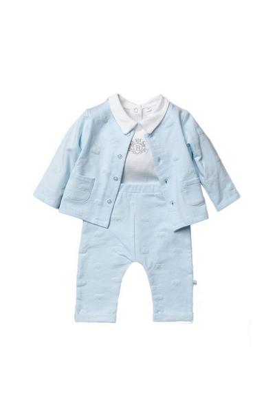 Rock a Bye Baby Blue Royal Print Three-Piece Baby Gift Set