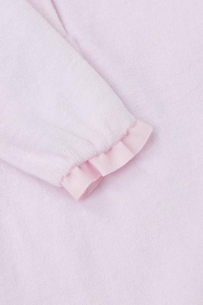 Bonjour Bebe Pink Velour Smocking Detail Sleepsuit