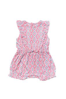 Miss Pink Geometric Print Cotton Frill Sleeved Playsuit