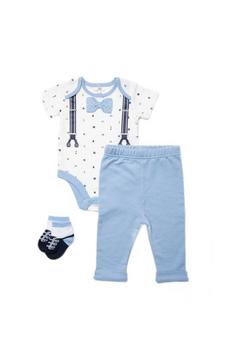Little Gent Blue Bowtie Print Cotton 3-Piece Baby Gift Set