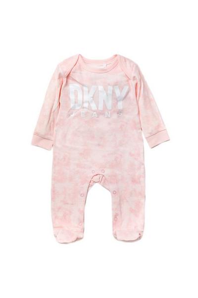 DKNY Jeans Pink Baby Onesie and Hat 2 Piece Hanging Gift Set