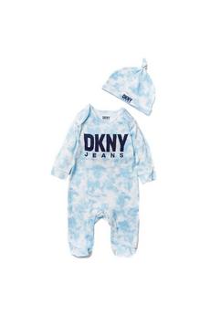 DKNY Jeans Blue Onesie and Hat 2 Piece Gift Set
