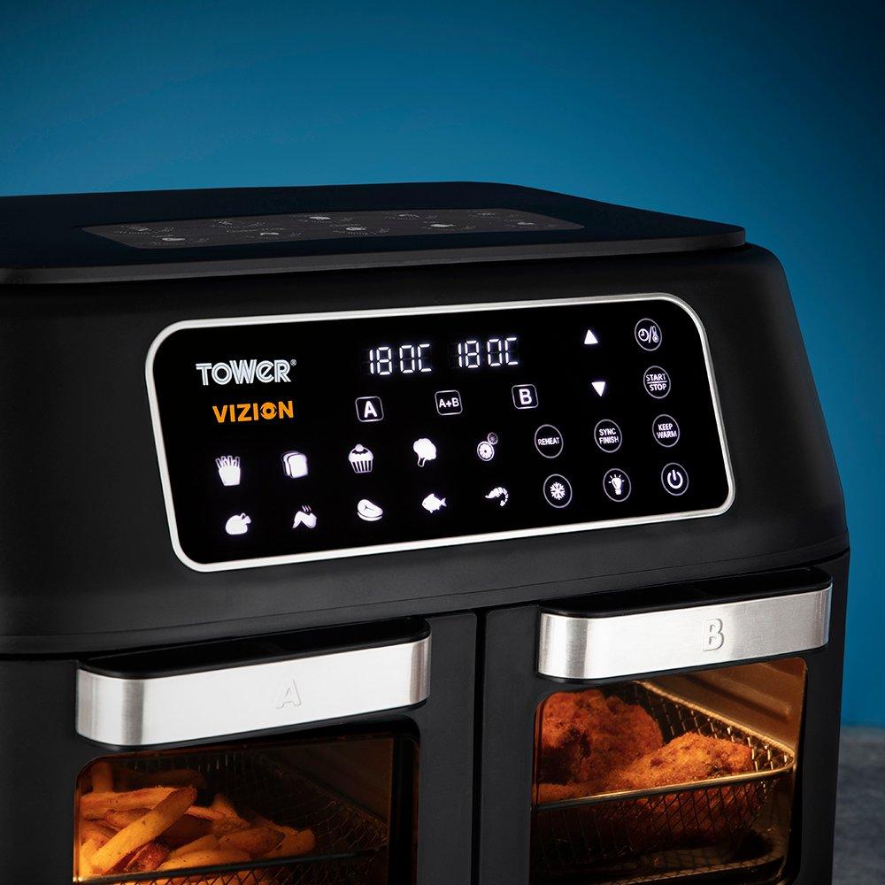 Buy Tower T17102 Vortx Vizion 11L Dual Air Fryer Oven Black, 49% OFF