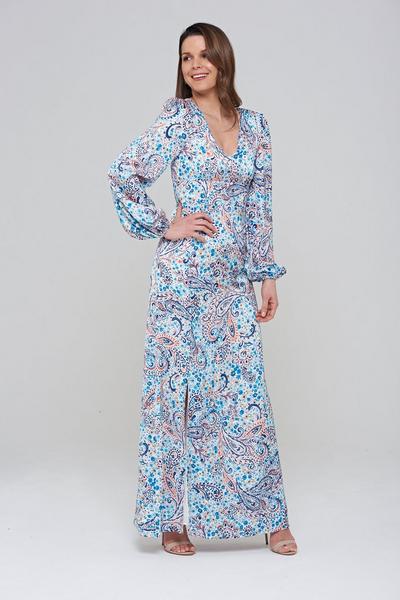 Frock & Frill Blue Paisley Print Maxi Dress