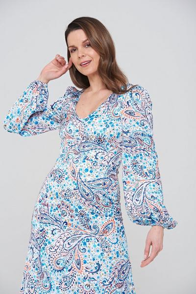 Frock & Frill Blue Paisley Print Maxi Dress