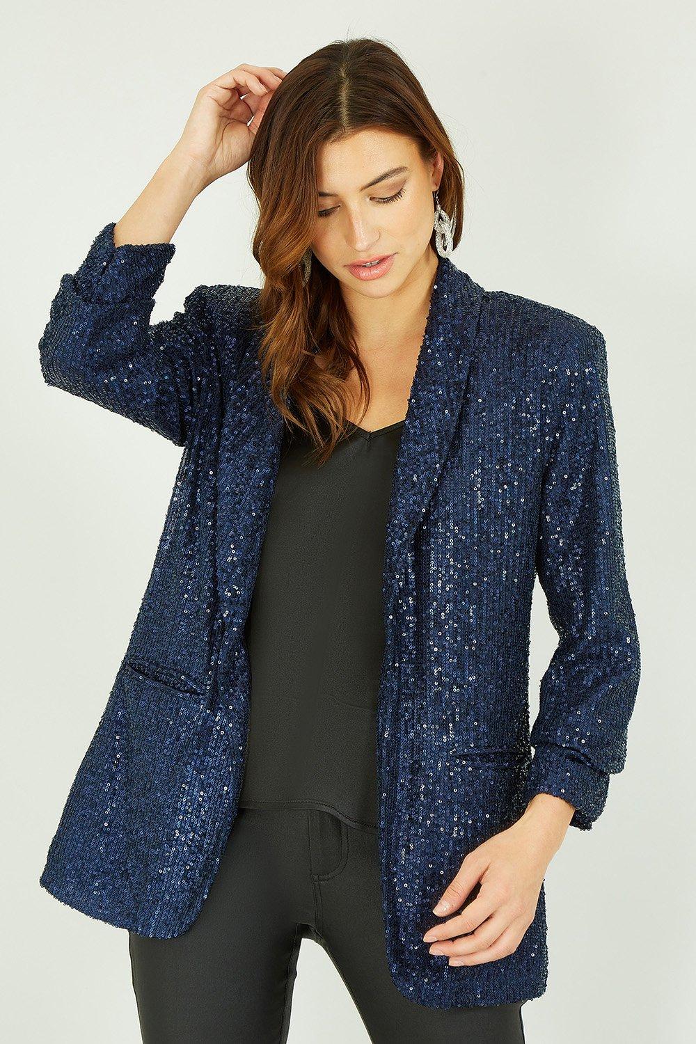 Sparkle And Shine Sequin Blazer - Blue