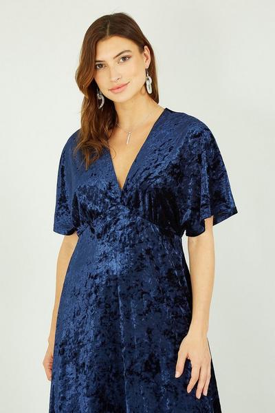Yumi Navy Navy Velvet Kimono Midi Dress