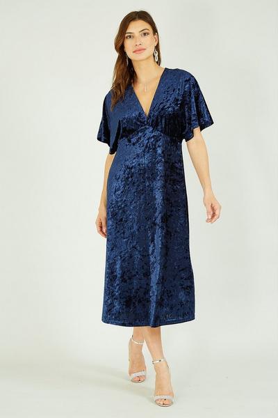 Yumi Navy Navy Velvet Kimono Midi Dress