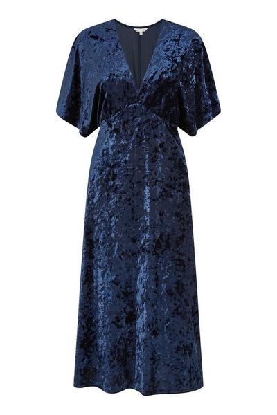 Yumi Navy Navy Velvet Kimono Midi Dress