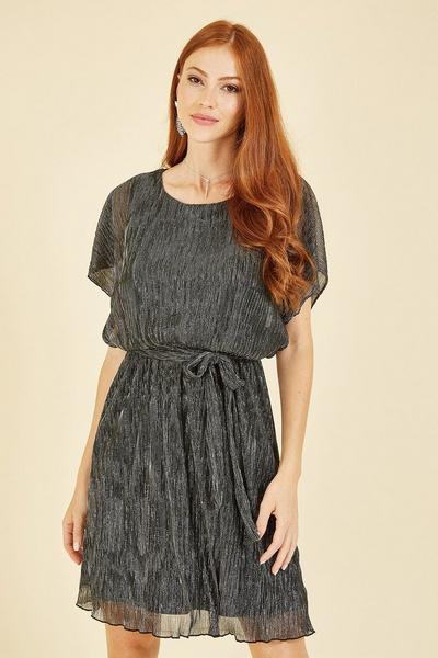 Mela Black Black Sparkle Kimono Sleeve Skater Dress