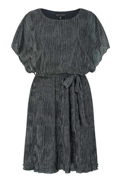 Mela Black Black Sparkle Kimono Sleeve Skater Dress