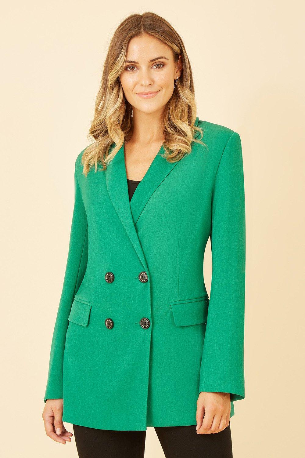 Jackets & Coats | Green Relaxed Blazer With Leopard Lining | Yumi
