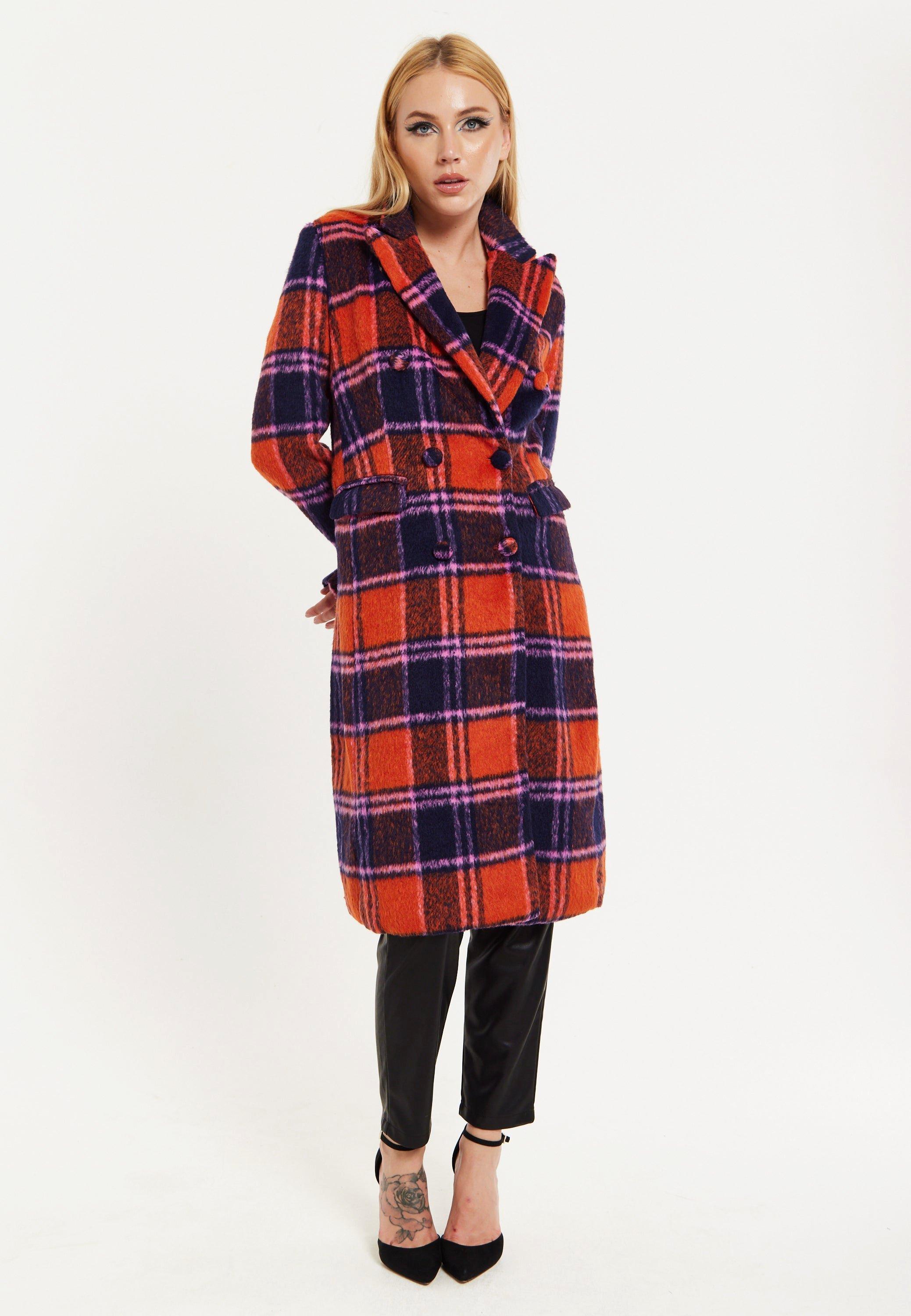 ladies red check coat