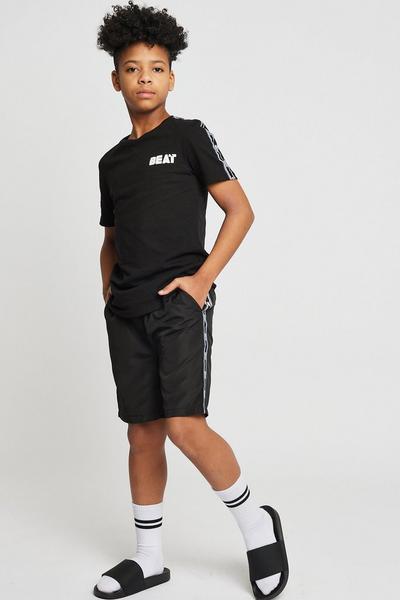 Beat Boyz Club Black 'Wave' Taping Swim shorts