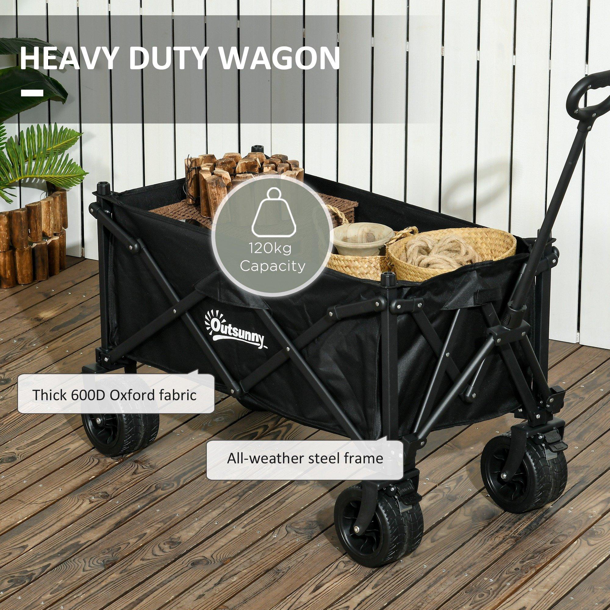 Outsunny Folding Wagon Garten Cart Foldable Camping Trolley Steel Oxford
