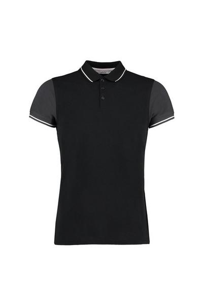 Kustom Kit Black Two Tone Contrast Tipped Polo Shirt