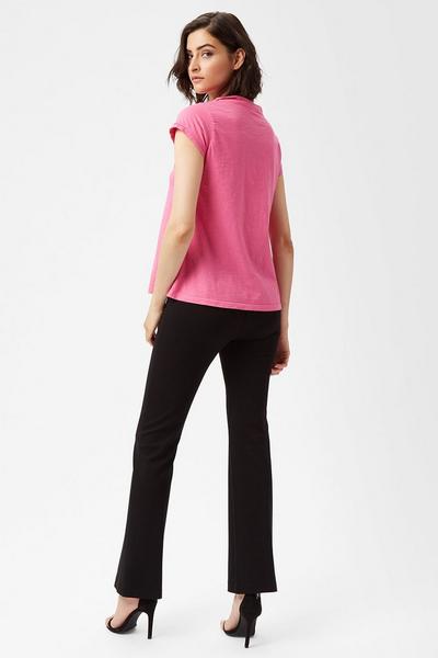James Lakeland Fuchsia Gathered Mandarin Collar T-shirt