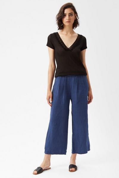 James Lakeland Black Crochet Detail V Neck T-shirt