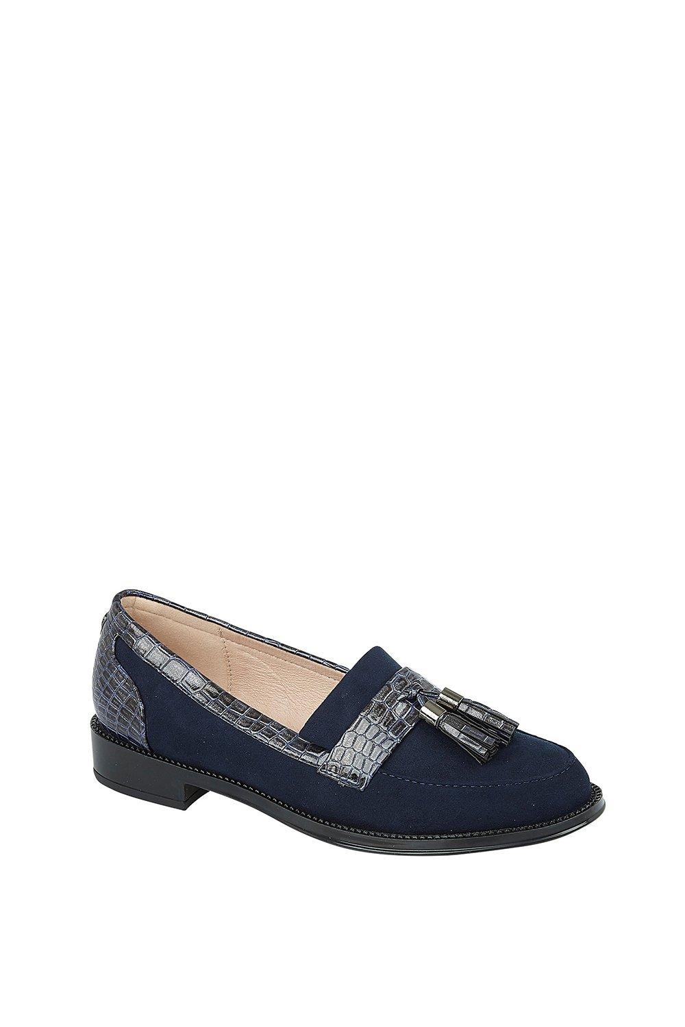 Lotus Navy 'Mercedes' Croc-Print Loafers | Debenhams