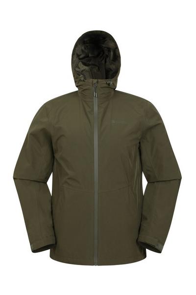Mountain Warehouse Khaki Covert Jacket Waterproof Breathable Rain Hoodie Coat