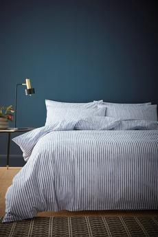 Content By Terence Conran Navy Chelsea Textured Stripe' Cotton Duvet Set