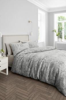 Hyperion Grey Elena Floral Jacquard' Duvet Set