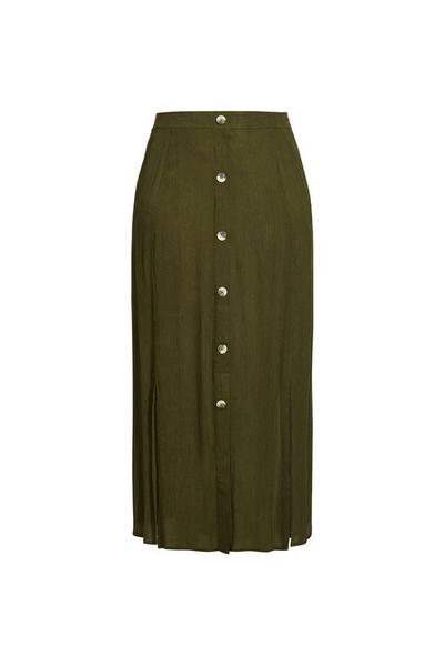 Evans Olive Button Through Maxi Skirt