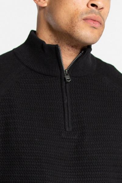 Kensington Eastside Black Recycled Cotton Blend 1/4 Zip Textured Jumper
