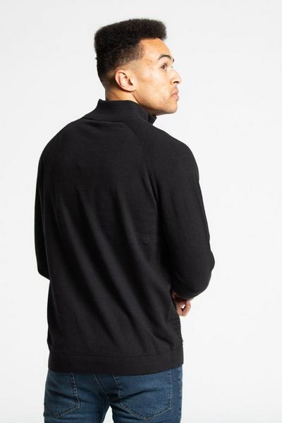 Kensington Eastside Black Recycled Cotton Blend 1/4 Zip Textured Jumper