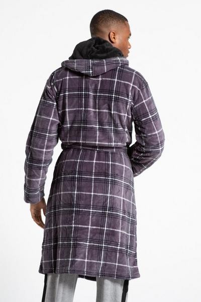 Tokyo Laundry Mid Grey Hooded Check Dressing Gown