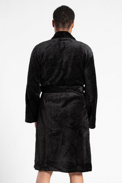 Tokyo Laundry Black Plush Shawl Collar Dressing Gown