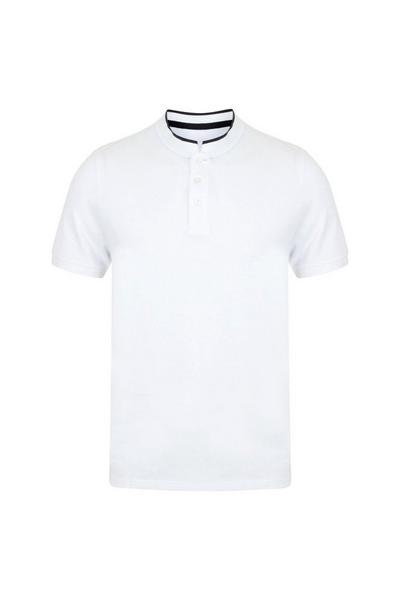 Front Row Off White Stand Collar Stretch Polo Shirt