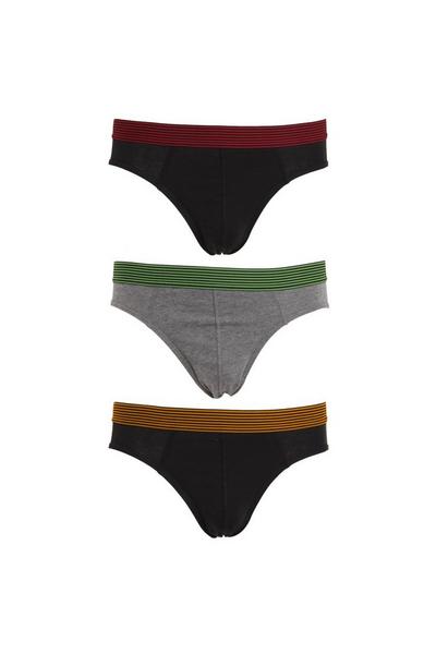 Tom Franks Orange Briefs Underwear With Striped Waistband (3 Pack)