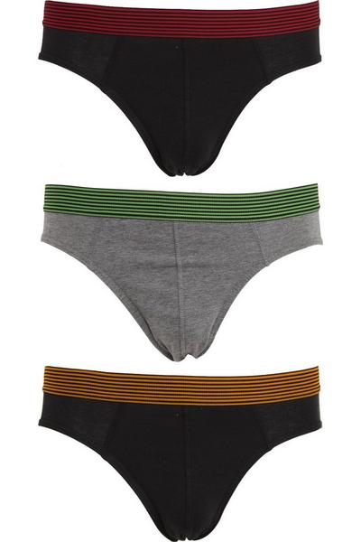 Tom Franks Orange Briefs Underwear With Striped Waistband (3 Pack)