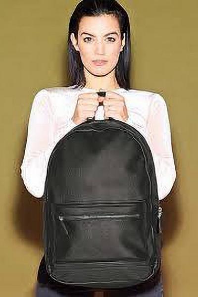 Bagbase Black Faux Leather Fashion Backpack