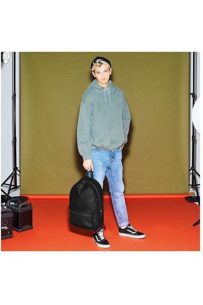 Bagbase Black Faux Leather Fashion Backpack